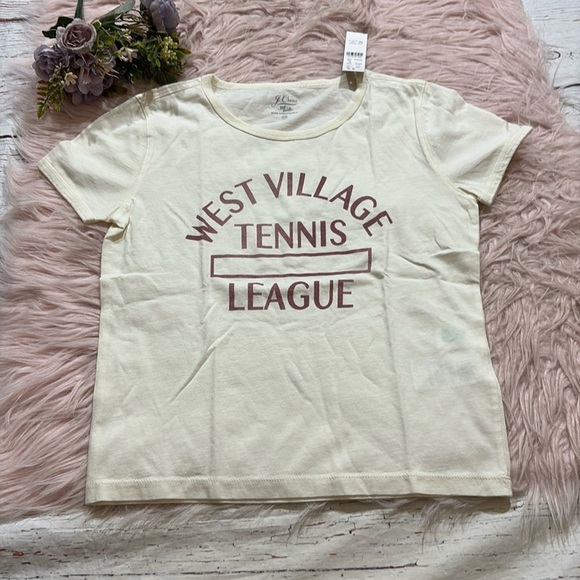 NWT J. CREW Broken In Jersey West Side Tennis League Cropped Tee sz XXS - Picture 2 of 9